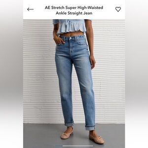 American Eagle Outfitters Super High Waisted Ankle Straight Jeans